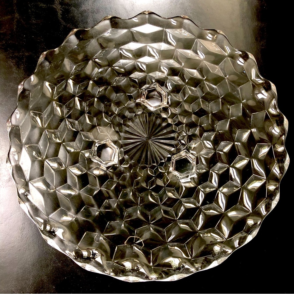 Fostoria American Clear Cake Plate Three Footed Pattern 2056 Super Sparkly!
